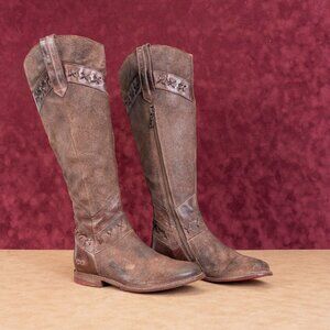 Bed Stu Women Midge Brown Leather Western Boho Tall Knee Boots sz 6